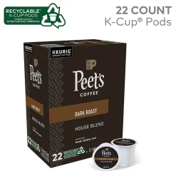 Peet's Coffee House Blend Coffee Keurig® K-Cup® Pods, Dark Roast, 22/Box (6546)
