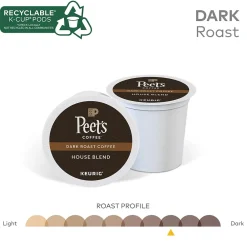 Peet's Coffee House Blend Coffee Keurig® K-Cup® Pods, Dark Roast, 22/Box (6546)