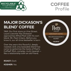 Peet's Coffee Major Dickason's Blend Single-Serve Keurig® K-Cup® Pods, Dark Roast, 40/Box (373354)