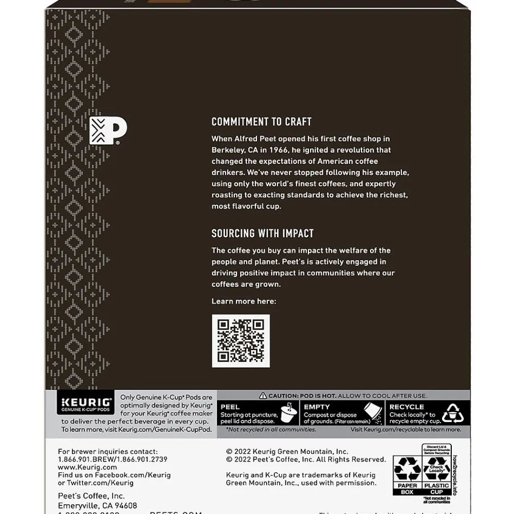 Peet's Coffee Major Dickason's Blend Coffee Keurig® K-Cup® Pods, Dark Roast, 88/Carton (65470)