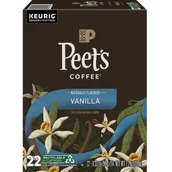 Peet's Coffee Vanilla Coffee, Keurig K-Cup Pod, Light Roast, 88/Carton (5000376697CT)