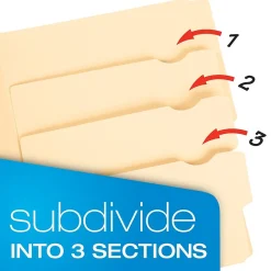 File Folders|Pendaflex Divide It Up 4-Tab File Folder, Letter Size, Manila, 24/Pack (10770)