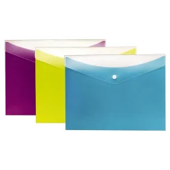 Outlet Pendaflex Dual-Pocket Snap Envelopes, Letter Size, Assorted Colors, 3/Pack (PFX 95569)