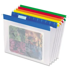 Hanging File Folders|Pendaflex EasyView™ Poly Hanging File Folders, Assorted Color Bar, Letter, Holds 8 1/2"H x 11"W, 25/Bx (PFX 557080)