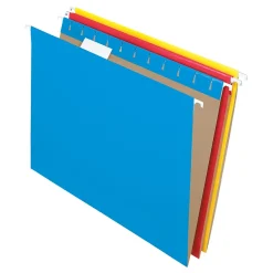 Hanging File Folders|Pendaflex Essentials Recycled Hanging File Folder, 5-Tab Tab, Letter Size, Assorted Colors, 25/Box (PFX 81612)