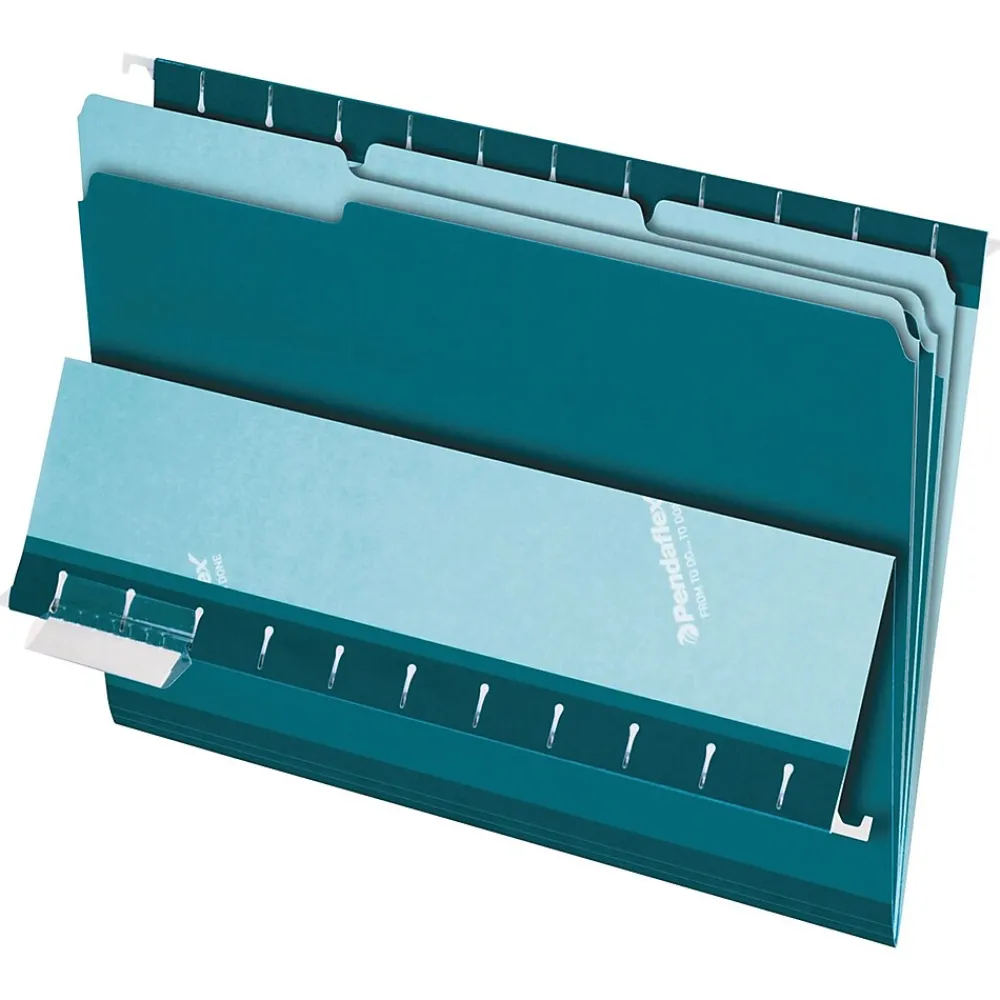 File Folders|Pendaflex File Folder, 3 Tab, Letter Size, Teal, 100/Box (PFX 4210 1/3 TEA)