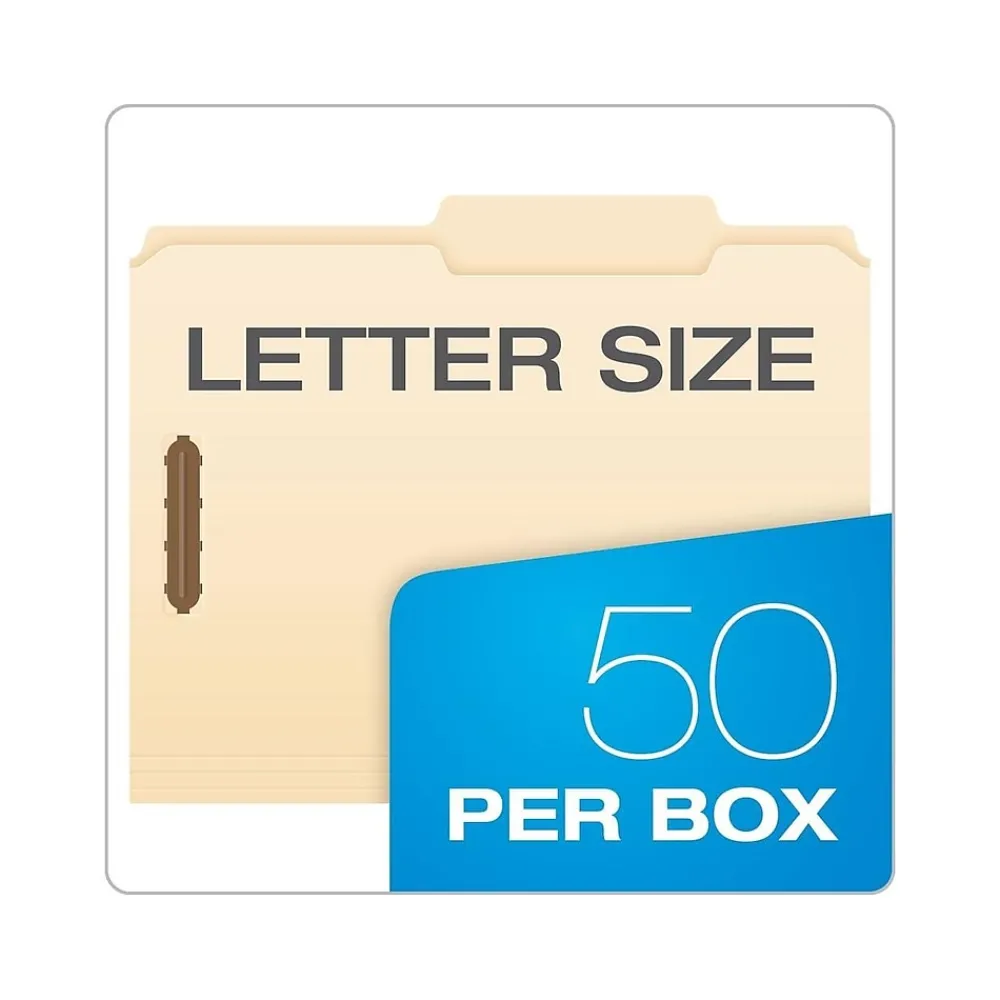File Folders|Pendaflex File Folder, 2/5-Cut Tab, Letter Size, Manila, 50/Box (24580)