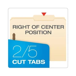 File Folders|Pendaflex File Folder, 2/5-Cut Tab, Letter Size, Manila, 50/Box (24580)