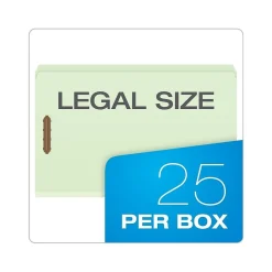 File Folders|Pendaflex File Folder, Straight-Cut, Legal Size, Light Green, 25/Box, 4 Boxes/Carton (17185)