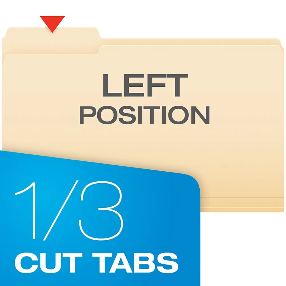 File Folders|Pendaflex File Folder, 1-Tab, Legal Size, Manila, 100/Box (753 1/3-1)