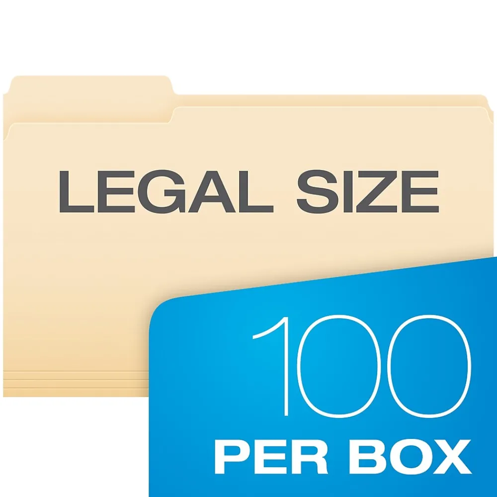 File Folders|Pendaflex File Folder, 1-Tab, Legal Size, Manila, 100/Box (753 1/3-1)