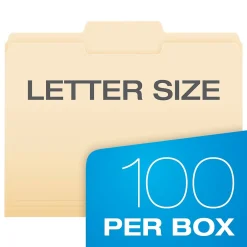 File Folders|Pendaflex File Folder, 1-Tab, Letter Size, Manila, 100/Box (R752 1/3-2)