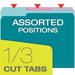 File Folders|Pendaflex File Folder, 1-Tab, Letter Size, Assorted, 100/Box (02315)
