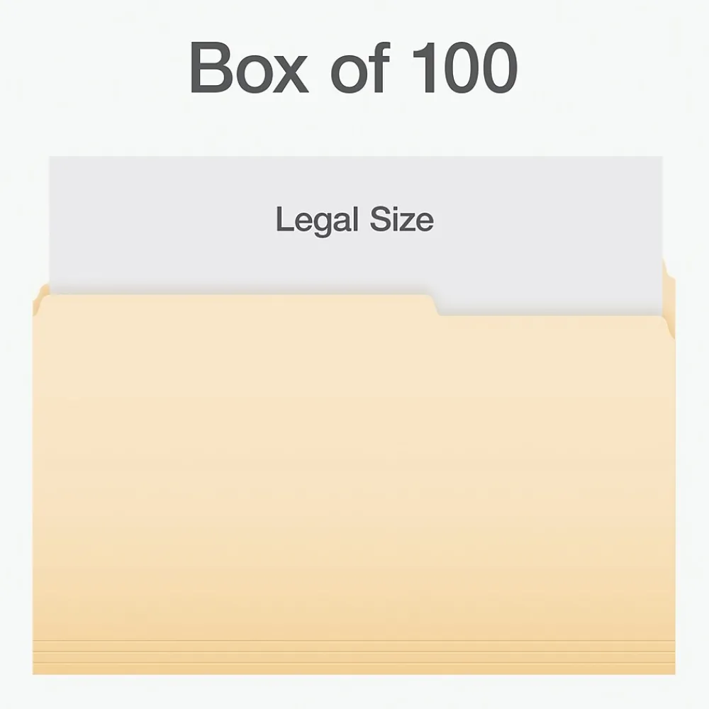 File Folders|Pendaflex File Folder, 1-Tab, Legal Size, Manila, 100/Box (1006983)