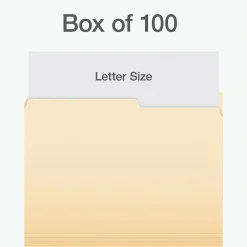 File Folders|Pendaflex File Folder, 1-Tab, Letter Size, Manila, 100/Box (1007078)