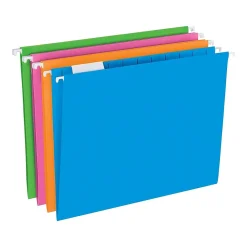 Hanging File Folders|Pendaflex Glow Poly Hanging File Folders, 1/5-Cut Tab, Letter Size, Assorted Colors, 12/Pack (81673)