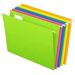 Hanging File Folders|Pendaflex Glow 5-Tab Hanging File Folders, Letter Size, Multicolor, 25/Box (81672)