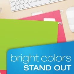 Hanging File Folders|Pendaflex Glow 5-Tab Hanging File Folders, Letter Size, Multicolor, 25/Box (81672)