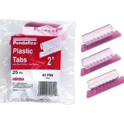 Hanging File Folders|Pendaflex Hanging File Folder Tabs, 1/5 Tab, Two Inch, Tab/White Insert, 25/Pack Pink