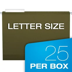 Hanging File Folders|Pendaflex Hanging File Folders, 1/3-Cut Tab, Letter Size, Standard Green, 25/Box (PFX 4152 1/3)
