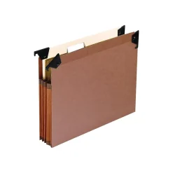 Hanging File Folders|Pendaflex Hanging File Folders with Swing Hooks, 3-1/2" Expansion, Letter Size, Redrope, 5/Box (45422)