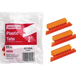 Hanging File Folders|Pendaflex Hanging File Folder Tabs, 1/5 Tab, Two Inch, Tab/White Insert, 25/Pack Orange