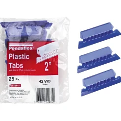 Hanging File Folders|Pendaflex Hanging File Folder Tabs, 1/5 Tab, Two Inch, Tab/White Insert, 25/Pack Violet