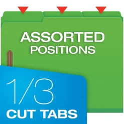 File Folders|Pendaflex Pressboard Fastener Folders, 1/3-Cut Tab, Letter Size, Dark Green, 25/BX (15938GW)