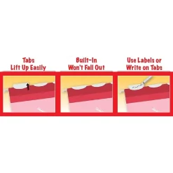 Hanging File Folders|Pendaflex Ready-Tab 10 Premium Reinforced Hanging File Folder, 3-Tab, Letter, , 25/Box (42621) assorted colors