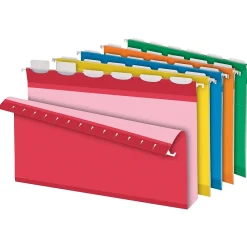 Hanging File Folders|Pendaflex Ready-Tab Reinforced Recycled Hanging File Folder, 2" Expansion, 5-Tab Tab, Legal Size, , 20/Box Assorted Colors