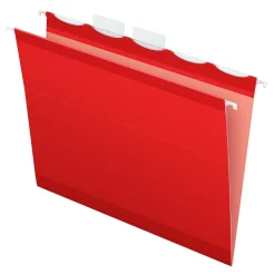 Hanging File Folders|Pendaflex Ready-Tab Reinforced Hanging File Folder, 5-Tab, Letter Size, Red, 25/Box (42623)