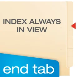 File Folders|Pendaflex Recycled End Tab File Folder, Straight Cut, Letter Size, Manila, 50/Box (H10U1)
