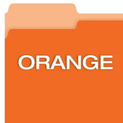 File Folders|Pendaflex Recycled File Folder, 1/3-Cut Tab, Letter Size, Orange, 100/Box (42101/3ORA)