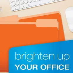 File Folders|Pendaflex Recycled File Folder, 1/3-Cut Tab, Letter Size, Orange, 100/Box (42101/3ORA)