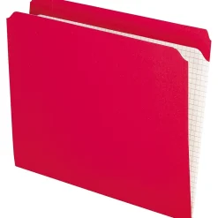 File Folders|Pendaflex Recycled File Folder, Straight Cut, Letter Size, , 100/Box (R152) Red