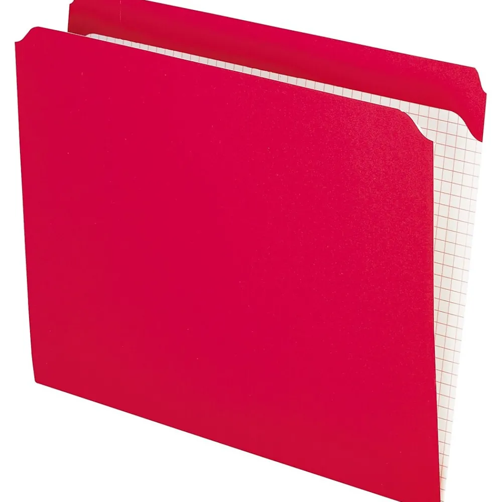 File Folders|Pendaflex Recycled File Folder, Straight Cut, Letter Size, , 100/Box (R152) Red