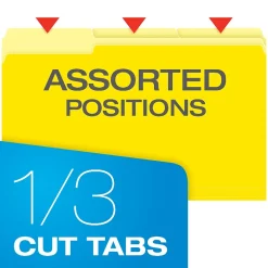 File Folders|Pendaflex Recycled File Folder, 1/3-Cut Tab, Legal Size, Yellow, 100/Box (1531/3YEL) Light Yellow
