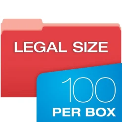 File Folders|Pendaflex Recycled File Folder, 1/3-Cut Tab, Legal Size, , 100/Box (43501/3) Red
