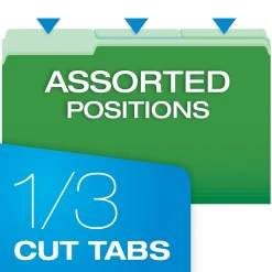 File Folders|Pendaflex Recycled File Folder, 1/3-Cut Tab, Legal Size, , 100/Box (43501/3BGR) Green