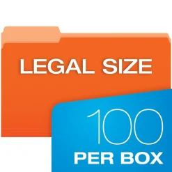 File Folders|Pendaflex Recycled File Folder, 1/3-Cut Tab, Legal Size, , 100/Box (43501/3ORA) Orange