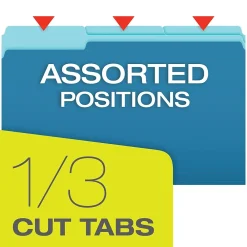 File Folders|Pendaflex Recycled File Folder, 1/3-Cut Tab, Legal Size, , 100/Box (43501/3ASST) Assorted