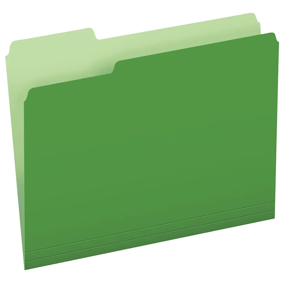 File Folders|Pendaflex Recycled File Folder, 1/3-Cut Tab, Letter Size, Bright Green, 100/Box (42101/3BGR)