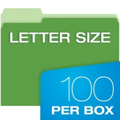 File Folders|Pendaflex Recycled File Folder, 1/3-Cut Tab, Letter Size, Bright Green, 100/Box (42101/3BGR)