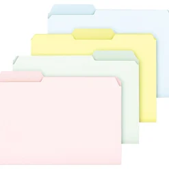 File Folders|Pendaflex Recycled File Folder, 1/3-Cut Tab, Letter Size, Assorted Pastels, 100/Box (C21 1/3 PASR)