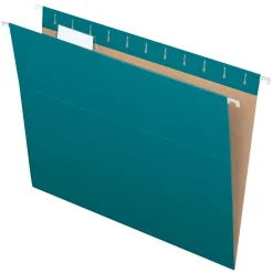 Hanging File Folders|Pendaflex Recycled Hanging File Folders, 1/5 Tab, Letter Size, Teal, 25/Box (81614)
