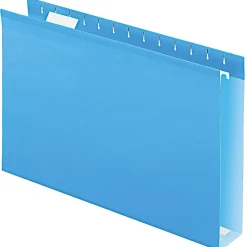 Hanging File Folders|Pendaflex Reinforced 2" Extra Capacity Hanging Folders, Legal, , 25/Box Blue
