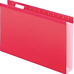 Hanging File Folders|Pendaflex Reinforced 2" Extra Capacity Hanging Folders, Legal, Red, 25/Box