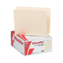 File Folders|Pendaflex Reinforced End-Tab File Folders, Straight-Cut Tab, Letter Size, Manila, 100/Box (11035)