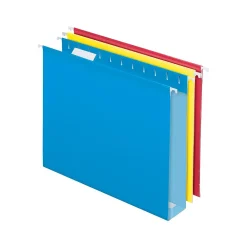 Hanging File Folders|Pendaflex Reinforced Hanging File Folders, 2" Expansion, Letter Size, Assorted Color, 12/Box (PFX D99973)