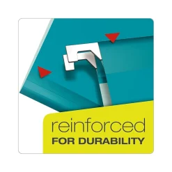 Hanging File Folders|Pendaflex Reinforced Hanging File Folders, 1/5 Tab, Letter Size, Aqua, 25/Box (PFX 4152 1/5 AQU) Teal